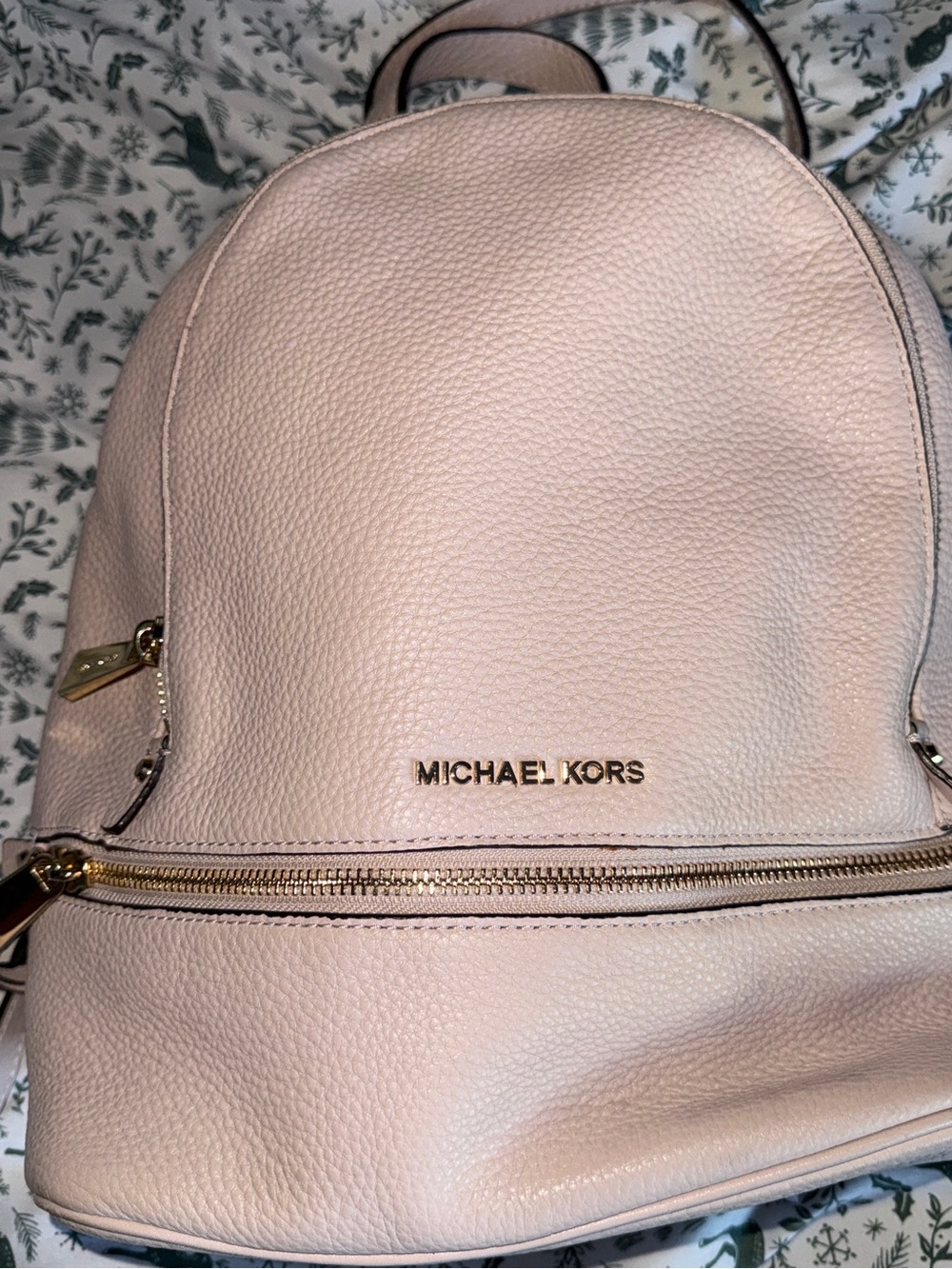 Michael Kors Light Pink Pebbled Leather Backpack with Gold Hardware